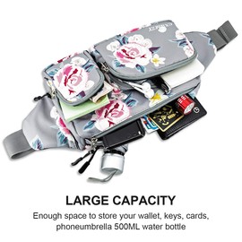 CXWMZY Fanny Packs For Women & Men, Waist Bag Hip Bum Bag Strap Extension Large Capacity Easy Carry Any Phone Passport Wallet for Outdoors Workout Traveling Casual Running Hiking Cycling Dog Walking