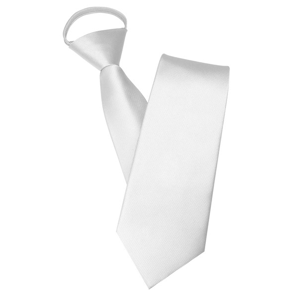 JEMYGINS 3.15" White Pre-tied Tie Adjustable Zipper Necktie for Business