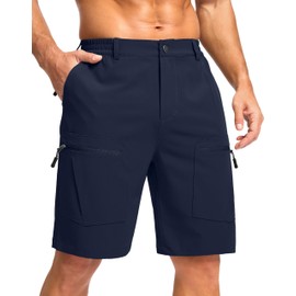 Pudolla Men's Hiking Cargo Shorts 9" Lightweight Stretch Travel Work Shorts for Men Outdoor Casual with 5 Pockets(Navy 3X-Large)