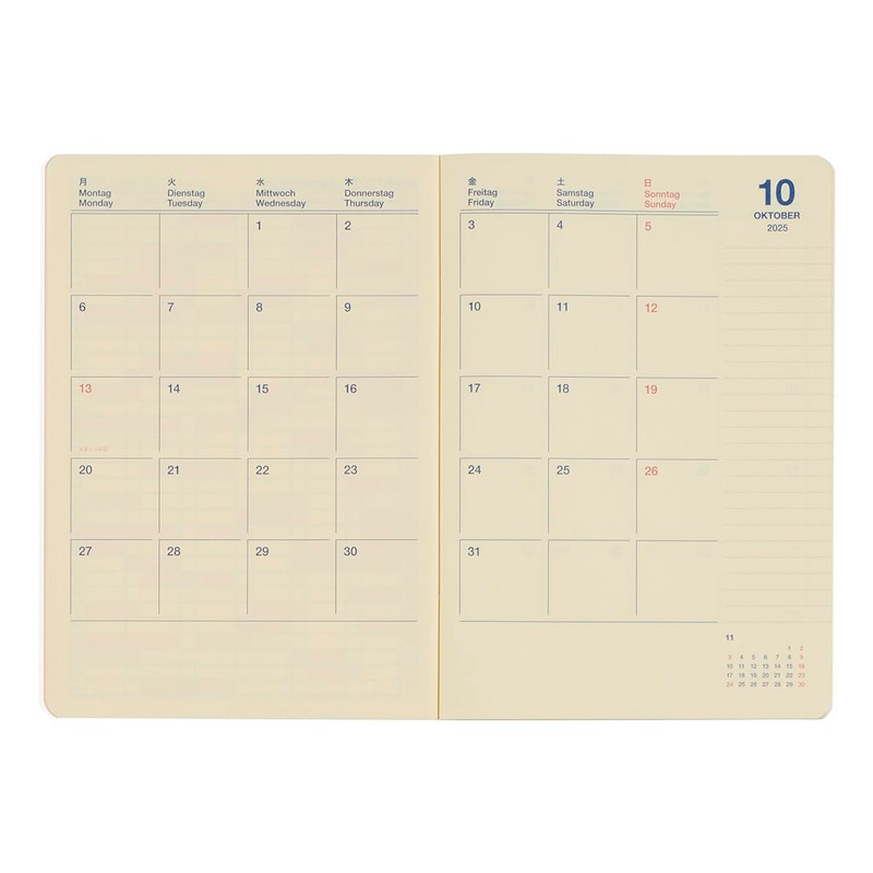 Delfonics Planner, 2026 Version, Starts October 2025, Rollbahn Note Diary,