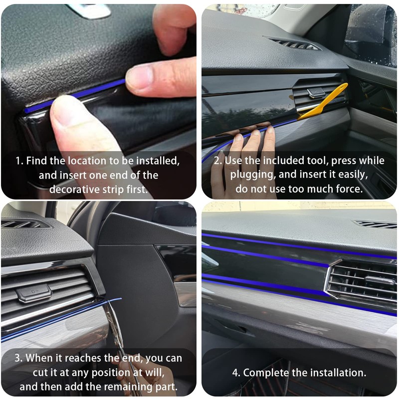 Car Interior Trim Strips,Universal 9.8 ft Car Electroplating Decoration Styling