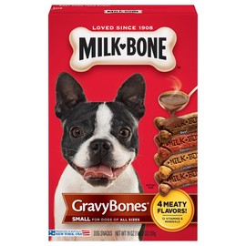 Milk-Bone Gravy Bones Dog Treats for Dogs, Chicken, Beef, Liver & Bacon Flavored Small Biscuits, 19 Ounces