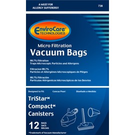 EnviroCare Replacement Micro Filtration Vacuum Cleaner Dust Bags made to fit TriStar Canisters 12 pack