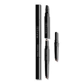 Maveni Brown Monster Pencil Eyebrow Eyebrow Pencil Retractable Eyebrow Powder & Pencil & Brush 3 in 1 Unscented with Replacement Rotating Refill