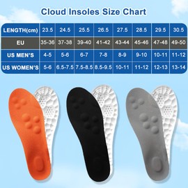 Steppers Insoles for Men Women, 4D Memory Foam Cloud Insoles, Comfortable and Breathable Massage Shoe Inserts with Arch Support, Trim to Fit All Shoe Types(1Pair-Black, Men 7-8/Women 8.5-9.5)