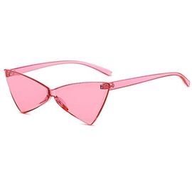 Armear Women Vintage Cat Eye Small Triangle Sunglasses Tinted Pink Rimless One Piece Lens