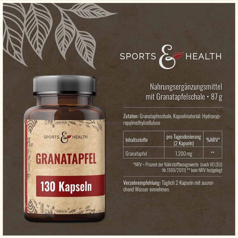 Pomegranate Capsules - 130 Capsules - 1200 mg Pomegranate per