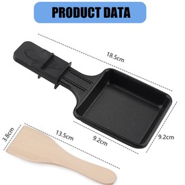 Salubohum 4 pieces raclette pans, cheese grill pans, non-stick coating, with 4 wooden scoops for universal electric grill, grilling cheese, eggs