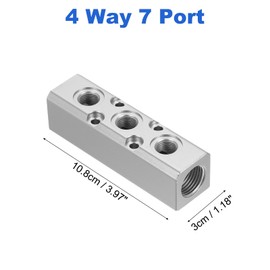 PATIKIL Air Manifold, 3 Way 5 Port 1/4" Output Port 1/2" Supply Port Aluminum Air Hose Inline Manifold Block Splitter Pneumatic Air Compressor Distribution Fitting, Silver
