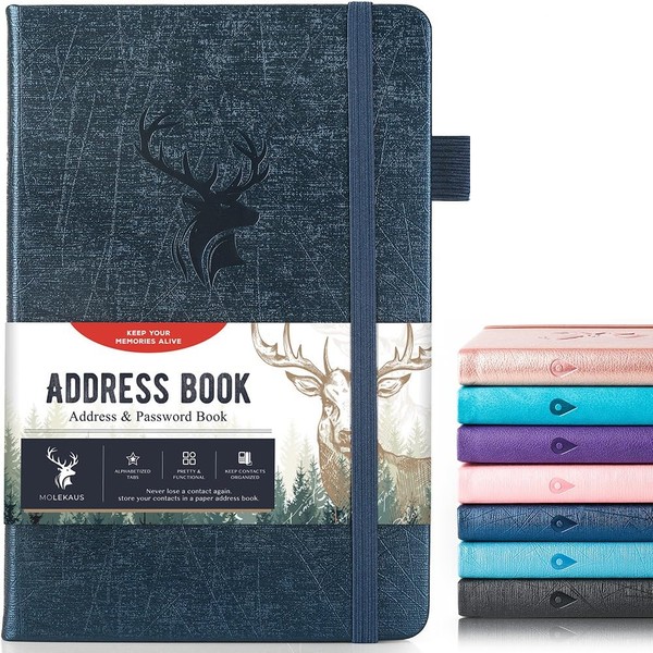 Address Book with Alphabetical Tabs，Hardcover Small Passwordbook，Phone Book Contact Book
