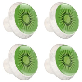LRCCJS Green Kiwi 4 Pack White Drawer Handles Clear Cabinet Handles ABS Glass Fruit Pulls with Screws Hardware for Bathroom, Kitchen and Furniture