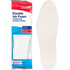 LEADER Double Air Foam Cushioning Comfort Insoles, Unisex - Extra Thick Dual Layer, Keeps Feet Cool and Dry, Men Women, One Size Fits Most, 1 Pair - Pack of 3