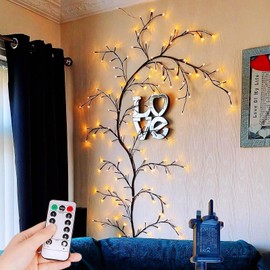 Willow Vine Lights, 8 Flash Model Twinkling Tree with Remote Control, 8.5ft Flexible Wall Tree Lights for Living Room Bedroom Decorations, 160 LEDs Lighted Tree Branch Lights for Wall Corner Decor