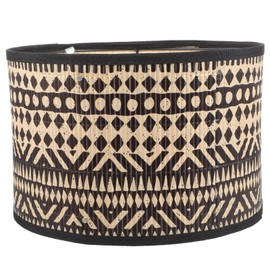 Angoily Bamboo Lamp Shade E27 Vintage Drum Lampshade Printed Light Shade Decorative Lamp for Chandeliers Floor Light Table Lamp