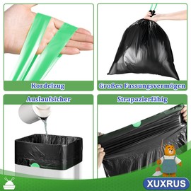 XUXRUS Müllbeutel 35L Reißfest Müllsäcke Schwarz Mülltüten mit Zugband Groß Verdicken Küchen Abfallbeutel,30 Stück