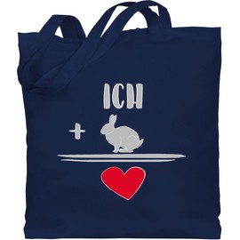Shirtracer - Cotton Bag - Animals Guinea Pig Rabbit & Co. - Rabbit Love, 2 Navy Blue