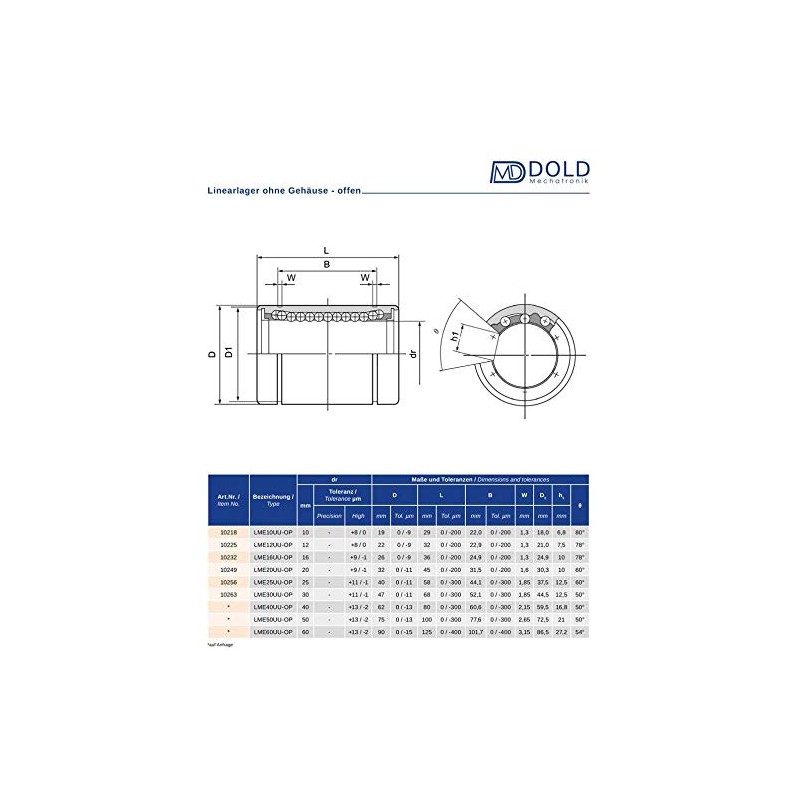 30 mm Linear LME30UUOP Open