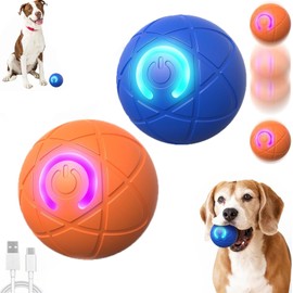 2 Pcs Shaky Ball Toy for Dogs, 2025 New Vibrating Dog Balls, Smart Jumping Ball Toy, Interactive Dog Balls, Automatic Rolling, Keep Them Busy, Suit for All Dogs(Orange+Blue)