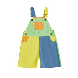 Mialoley Toddler Boy Girl Overalls Shorts Contrast Color Sleeveless Striped Overalls Suspender Shorts Romper Summer Clothes (Light green, 18-24 Months)