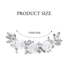 Unsutuo Flower Bride Wedding Headband Silver Crystal Bridal Hair Accessories Silver Hair Piece for Women and Girls