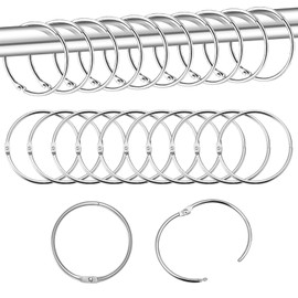 Logei Curtain Rings, Pack of 50 Metal Curtain Rings, Curtain Rings for Opening, Shower Curtain Rings, Curtain Hanging Rings, Round Rings, Curtain 50 mm Inner Diameter for Window Curtain, Bed Curtain,
