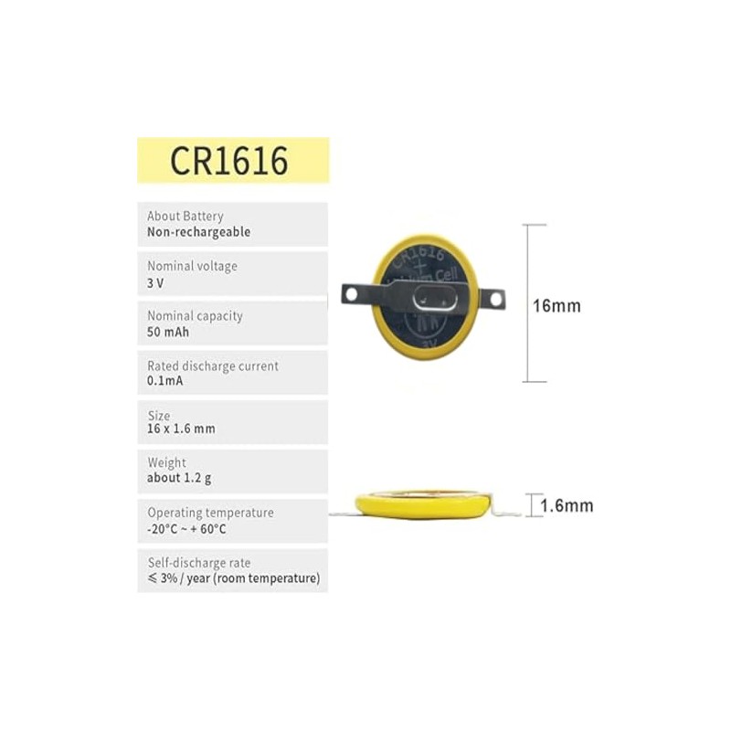 QLQXQTy 10-Pack CR1616 3V Lithium Coin Cell Batteries with Solder
