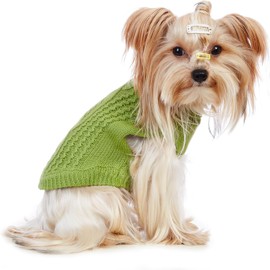 Cat Clothes Turtleneck Knitted Sleeveless Dog Sweater Warm Winter Cat Sweater Outfits for Cats (Green, L)