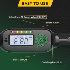 LLAVETOR Digital Torque Wrench 5-99.5 ft-lbs./6.8-135Nm, 3/8 Inch Mini Torque Wrench Digital, ±2% Torque Accuracy, Electronic Torque Wrench with Preset Value, Buzzer and LED Notification
