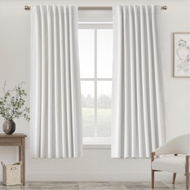 UHITECH Beige Blackout Curtains for Bedroom Window Black Out Curtain for Living Room 63 inch Length 2 Panels Set Linen Blend Drapes Back Tab Thermal Insulated