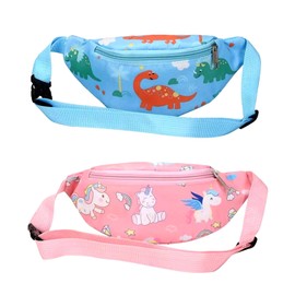 KASESSS Pack of 2 Children's Adjustable Lightweight Belt Bag, Children's Cartoon Pattern Chest Bag, Belly Bag with Zip, Cross Body Bag, Bum Bag for Girls and Boys Outdoor School