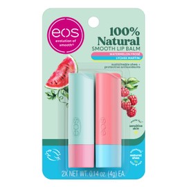 eos 100% Natural Lip Balm Sticks - Watermelon Frosé and Lychee Martini, All-Day Moisture, Dermatologist Recommended, All Natural Lip Balm, 0.14 oz, 2-Pack