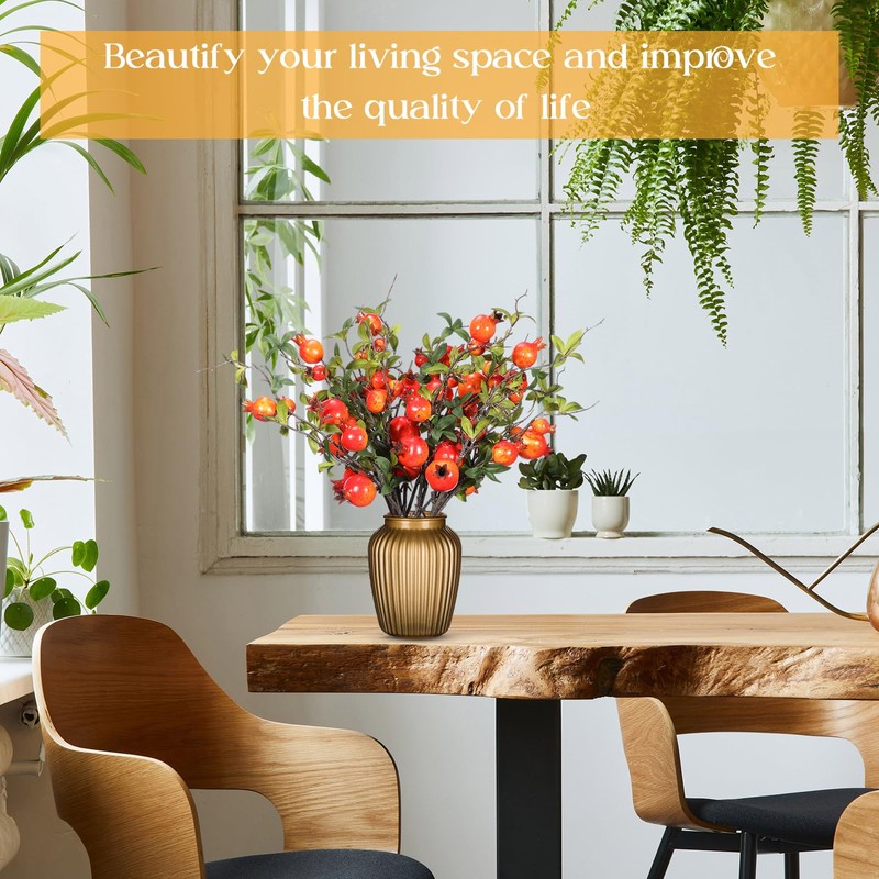 Thiccywoov 10 Pcs 31.5'' Tall Pomegranate Flower Stem Artificial Fruits