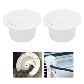 RV Electrical Cable Hatch, 2-Pack White RV Hatch Covers, Snap On Lid Round Electric Cable Hatch for 30 Amp RV Electric Cord, Power Cord Hatch Cover with Screws