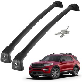 JOYTUTUS Roof Rack Cross Bars Compatible with Ford Explorer 2020-2025 with Side Rails, Anti-Theft Lockable Aluminum Luggage Crossbars Replacement for Rooftop Cargo Carrier Kayak Canoe Bike Snowboard