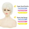 RicHyun Womens Short White Wig Natural Curly Cream White Wig