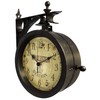 Infinity Instruments Charelston Metal Outdoor Clock, Waterproof Double Sided Train