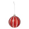 FEERIC LIGHTS & CHRISTMAS Red Striped Glass Christmas Bauble 80