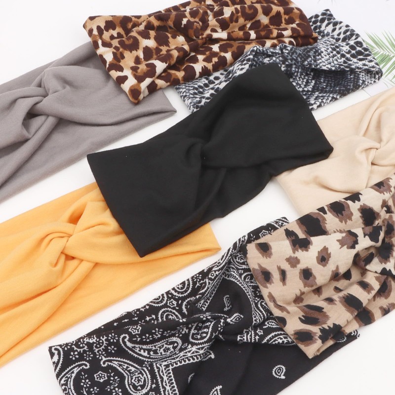 EXIPSAT Haarbänder Damen 8 PCS, Breite Elastische Weiche Stirnbänder, Sommer