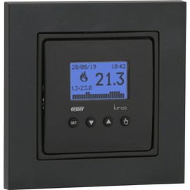 VEMER VE780001 KIROS INT Digital Thermostat Heater with 4 Buttons, Room Thermostat for Underfloor Heating, Heating Thermostat with Mounting on Flush-Mounted Box, Power Supply 230 V, Grey/White