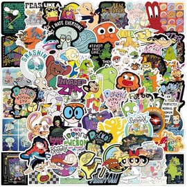 100PCS 90s Cartoon Stickers for Laptop Water Bottle Luggage Snowboard Bicycle Skateboard Decal for Kids Teens Adult Stickers