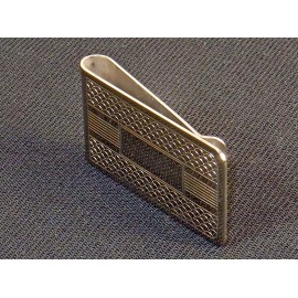 Unbranded Money Clip ~ Silver-Tone w/Scallops & Lines, Rectangle Engraving Space #5320280