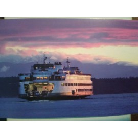 THE PACIFIC NORTHWEST BEAUTIFUL POST CARD EDMOND'S WA SUNSET ABOARD THE WASHINGTON STATE FERRIES