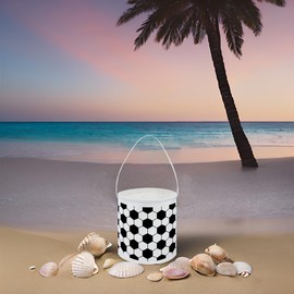 HKEC Small Canvas Bucket,Easter Buckets,Gift Baskets with Handle,Cute Pattern Candy Basket Empty,Bucket Decoration(Hexagon)