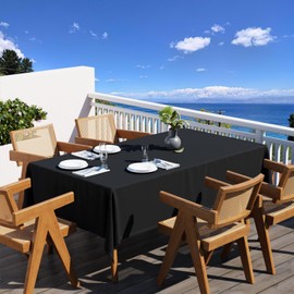 Zdada Black Square Tablecloth Polyester Fabric Table Cloth for Wedding Party Restaurant Buffet Table – Cotton & Polyester Table Linen (Black, 54x54 Inch)