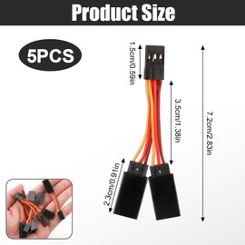 5 Pcs JR Spektrum Hitec Futaba Servo Y Splitter Cables, 7cm RC JR Y Harness Leads Splitter Cable Servo Standard Y-Harness Compatible Leads for RC Models Planes Cars Helicopters and Drones
