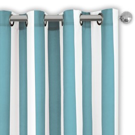 Elrene Home Fashions Indoor/Outdoor Patio Gazebo Pergola Cabana Stripe Grommet Top Single Panel Window Curtain Drape, 50 Inch Wide X 95 Inch Long, Turquoise (1 Panel)