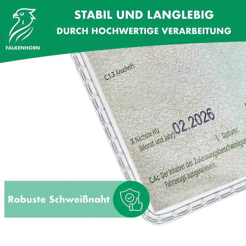 Falkenhorn® Vehicle Registration Document Cover - Transparent Car Registration Document