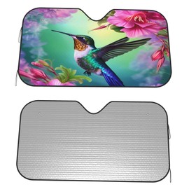 Dujiea Car Front Window Sunshade, Hummingbird and The Flowers Foldable Auto Windshield Sun Shade Uv Heat Sun Visor Protector-Keeps Your Vehicle Cool- 55 x 30 in