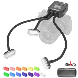 FOMITO Flexible LED Macro Ring Flash Light with 13 Color Filters, Digital Display, USB Cable, Carrying Case