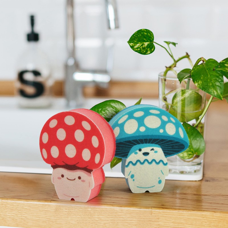 Genuine Fred Fun Guys, Mushroom Kitchen Sponges, Set of 2,